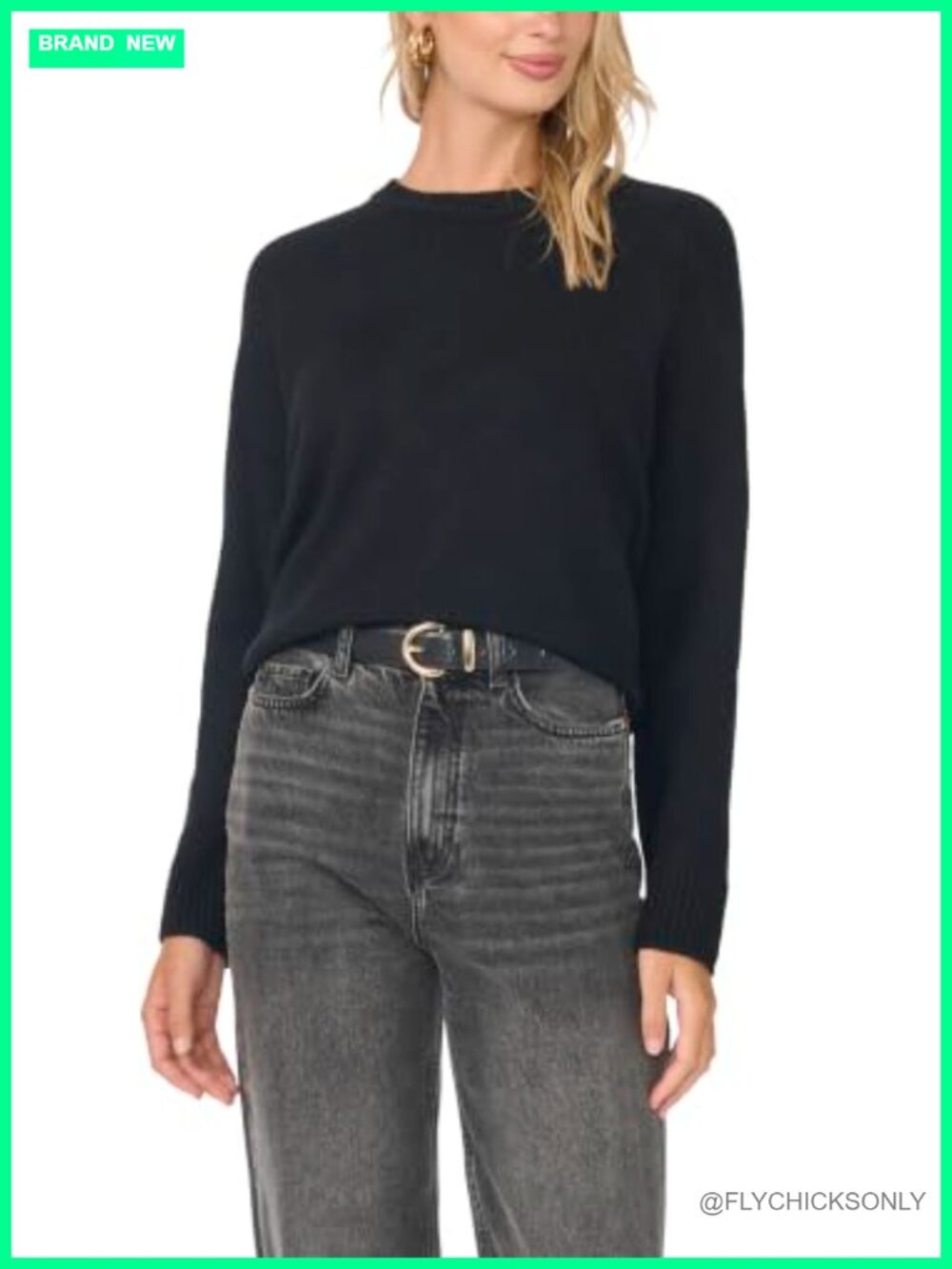 Women's Long Sleeve Crew Neck Saddle Shoulder Sweater